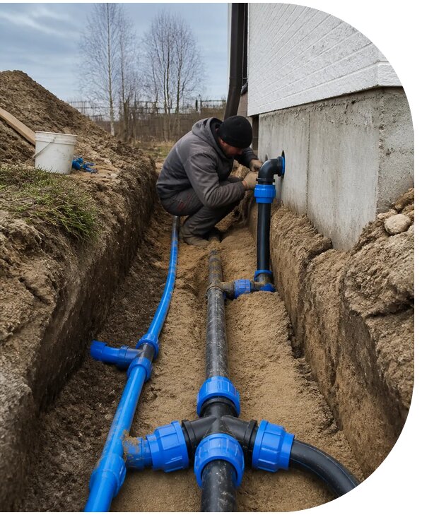 Монтаж наружного водопровода на участке под ключ в Рубцовске